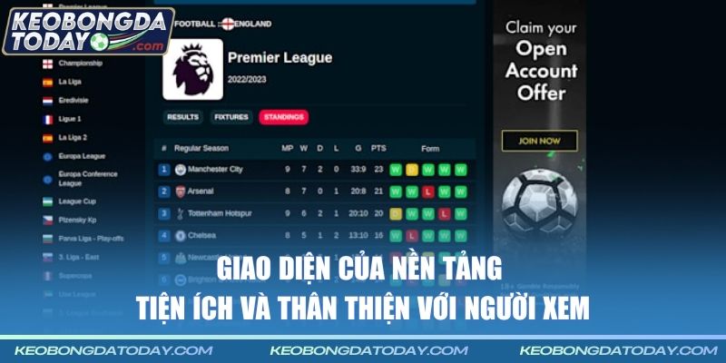 Giao diện của nền tảng tiện ích và thân thiện với người xem